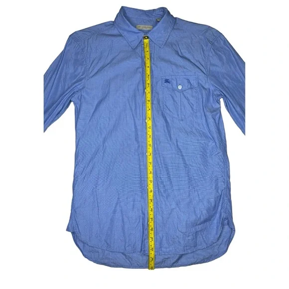 BURBERRY Men's Blue Linen Long Sleeve Button Down Shirt US S - Picture 8 of 11